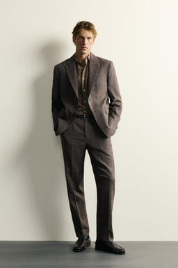 BLAZER TRAJE CUADROS LINO - LANA / Marr?n