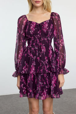 TRENDYOLMILLA Murdum Cicekli F?rf?rl? Mini Dokuma Elbise TWOAW23EL01455  фото 13