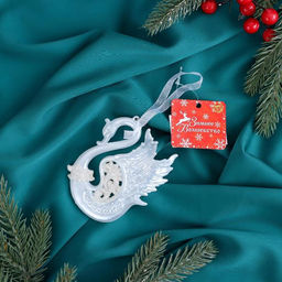 Цена за 2 шт. Ёлочная игрушка Зимнее волшебство. Лебедь величие, 1011 см, белый  фото 3