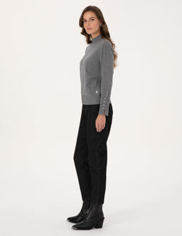 Siyah Mom High Waist Fit Jean Pantolon