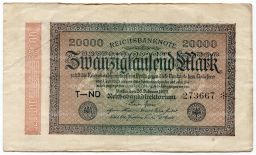 Банкнота 20000 марок 1923 года Германия