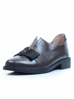 03-DA75-4 DARK GRAY Лоферы женские (натуральная кожа)