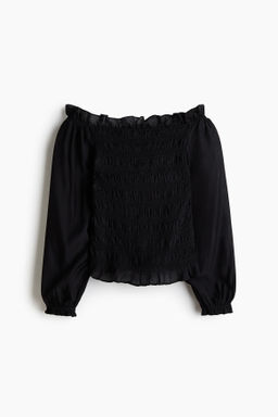 Blusa off-the-shoulder fruncida