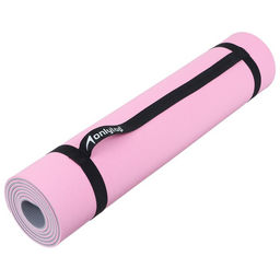 Коврик для фитнеса и йоги ONLYTOP, 183×61×0.6 см, цвет серый/розовый