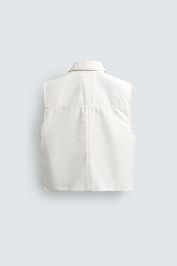 CHALECO RELAXED FIT BOLSILLOS UTILITY / Blanco roto