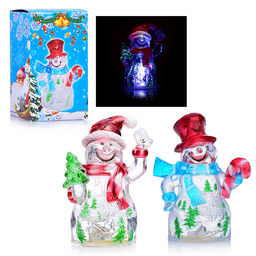 Снеговик светящийся 12см, с елочкой и фонариком, в коробке