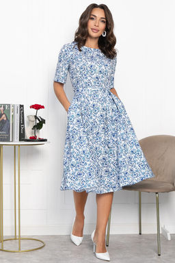 Платье Стиляги (бело-голубое) П13998-16М