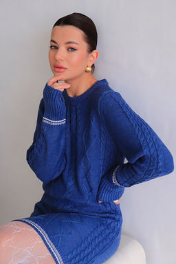 Martichelli Платье вязаное с узорами синее  фото 2