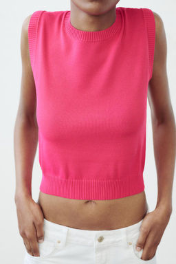 PLAIN KNIT TOP WITH RIBBED TRIMS - Zara фото 8