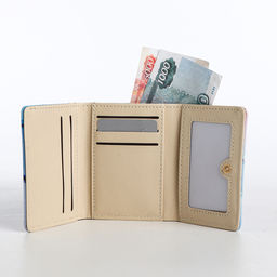 Кошелёк женский на кнопке, 10×1.5×8 см, с принтом, сиреневый