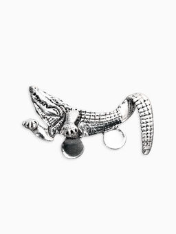 Брошь для кармана "Крокодил", цвет чернёное серебро