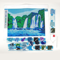 Алмазная мозаика с полным заполнением на холсте «Водопад», 22×32 см