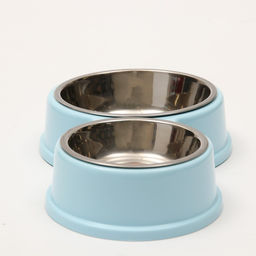 Миска металлическая двойная на пластиковом основании, 2817.35 см, голубая - Пижон фото 6
