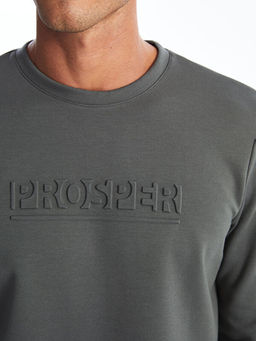 Bisiklet Yaka Uzun Kollu Bask?l? Erkek Sweatshirt