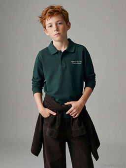 Polo Yaka Erkek ?ocuk Bask?l? Ti??rt