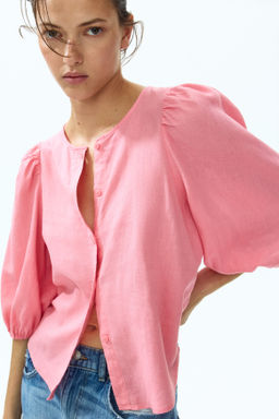 Blusa en mezcla de lino - H&m фото 16
