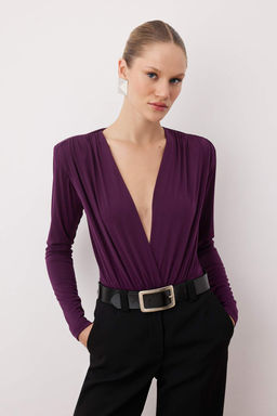 Murdum Duz V Yaka Uzun Vatkal? Alttan C?tc?tl? Orme Sandy S?k/Gece Body TPRAW22BD0161