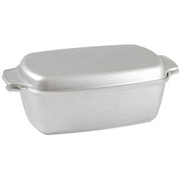 Гусятница алюминиевая 5,5л, 42х25х14,5см, литая, металлическая жаропрочная крышка-противень (Россия)