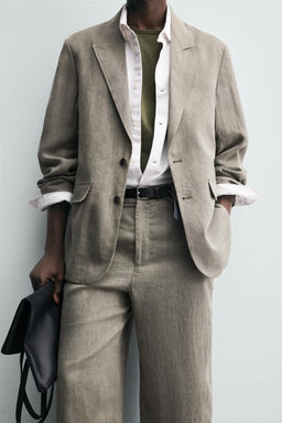 100% WASHED LINEN SUIT TROUSERS - Zara фото 5