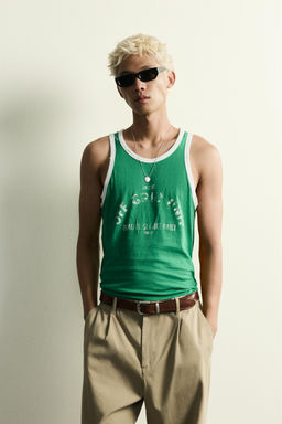 CAMISETA TANK  CONTRASTE EFECTO VINTAGE / Verde / Crudo - Zara фото 2
