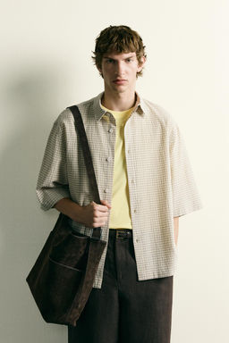 CAMISA CUADROS RELIEVE / Beige - Zara фото 2