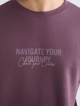 Bisiklet Yaka Bask?l? Erkek Sweatshirt