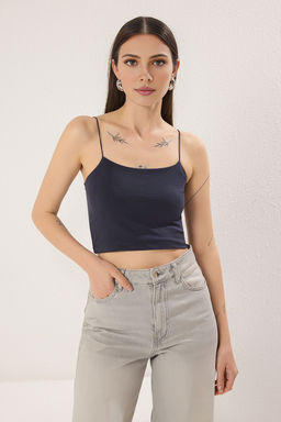 Antrasit-Beyaz-Bordo-Bej 4lu Paket Ask?l? Crop Vucuda Oturan Esnek Orme Atlet TWOSS25AL00051