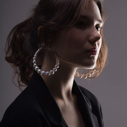 Серьги-кольца Нежность жемчуга кольца крупные, цвет белый в золоте, d=8 см - Queen fair фото 5