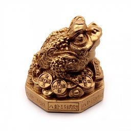 Фигурка Фен Шуй Жаба богатства на багуа и на монетах Дом полная чаша 10см-10см ХРУПКОЕ