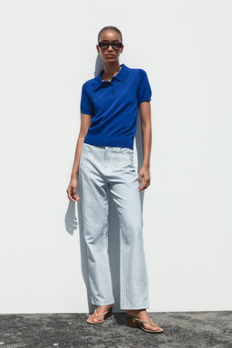 SHORT SLEEVE KNIT POLO TOP - Zara фото 13