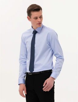 Koyu Mavi Slim Fit Uzun Kollu Klasik G_mlek