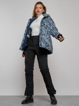 Горнолыжная куртка женская зимняя большого размера темно-серого цвета 2270-1TC - Chunmai фото 15