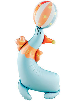 Цена за 2 шт. Воздушный шар фольгированный 3D 43" «Цирк. Весёлый тюлень», только под воздух