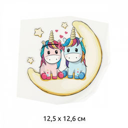 Термотрансфер арт.TBY.1287 Единороги на луне 12,5х12,6см, уп.10шт