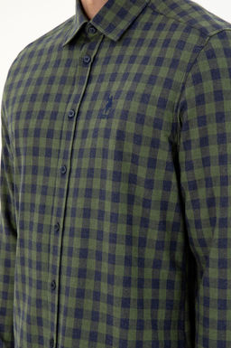 Мужская темно-зеленая рубашка с длинным рукавом - U.s. polo assn фото 7