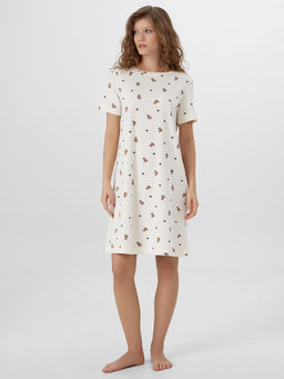 Сорочка ночная женская кремовая с мишками