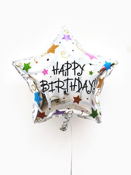 Воздушные шары фольгированные 18" звезда "С днем рождения, металлик" набор 5 штук