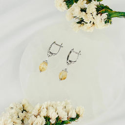 Серьги двойные из Цитрина и Лунного камня - Радуга самоцветов фото 2