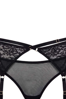 Siyah Capraz Bel Detayl? Cut Out Dantel/Tul Tanga Kulot THMSS26KU00002