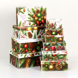 Набор подарочных новогодних коробок 10 в 1 Ёлочные игрушки, 32.5?20?12.5 - 12?7?4 см
