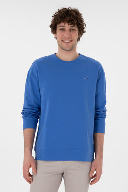 Erkek Comfort Fit Bisiklet Yaka _ndigo Sweatshirt Sepette S_rpriz _ndirim
