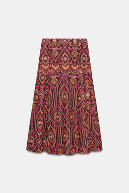 FALDA MIDI BORDADOS PERFORADOS / Multicolor - Zara фото 7