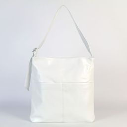 Женская кожаная плоская сумка хобо 209238 Вайт - Cidirro фото 2
