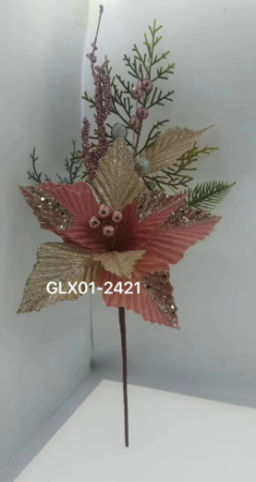 Цена за 1 шт. Цветок декоративный Пуансеттия 45 см / GLX01-2421 /уп 480/Новый год