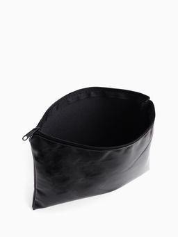 Косметичка на молнии, плоская, средний размер, однотонная, чёрная