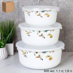 Салатник с крышкой 3 предмета / GRAY-HDW3B (7008) /уп 12/ Райский сад