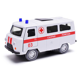 Машина металл УАЗ-452 "Буханка" Скорая 10,5 см, двери, инерционная