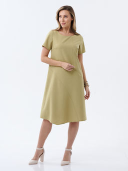 Платье с ассиметричной линией низа оливковое