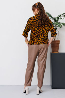 Блуза NIKVA н481-1 горчичный леопард  фото 3