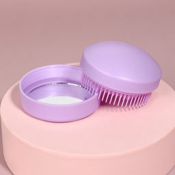Расчёска массажная, круглая, складная, с зеркалом, d=7.5 см, в коробке, сиреневая